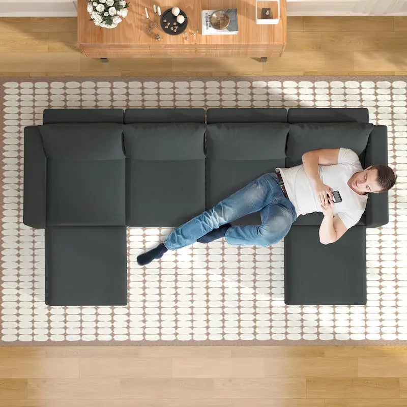 Modulares Sofa Modernes Sektionssofa mit Stauraum und freier Aneinanderreihung für Wohnzimmermöbel-Set