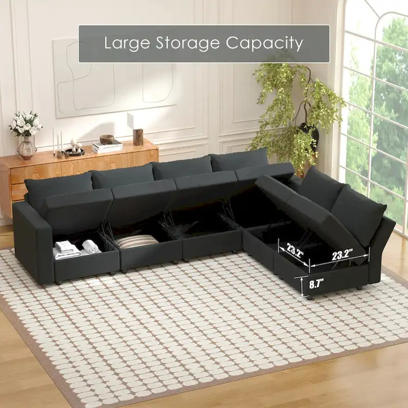 Modulares Sofa Modernes Sektionssofa mit Stauraum und freier Aneinanderreihung für Wohnzimmermöbel-Set