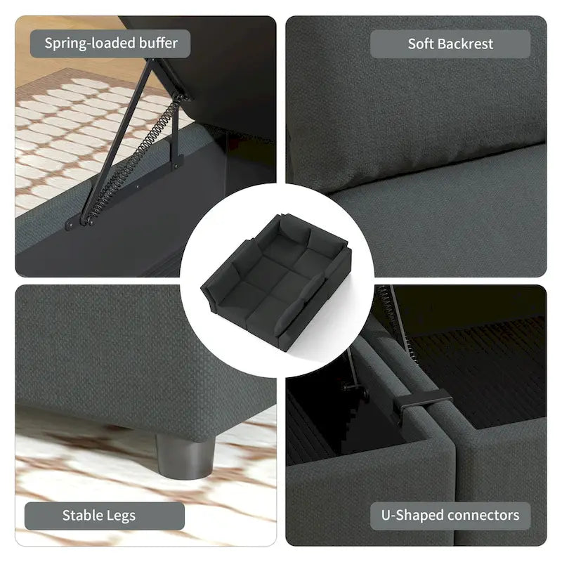 Modulares Sofa Modernes Sektionssofa mit Stauraum und freier Aneinanderreihung für Wohnzimmermöbel-Set