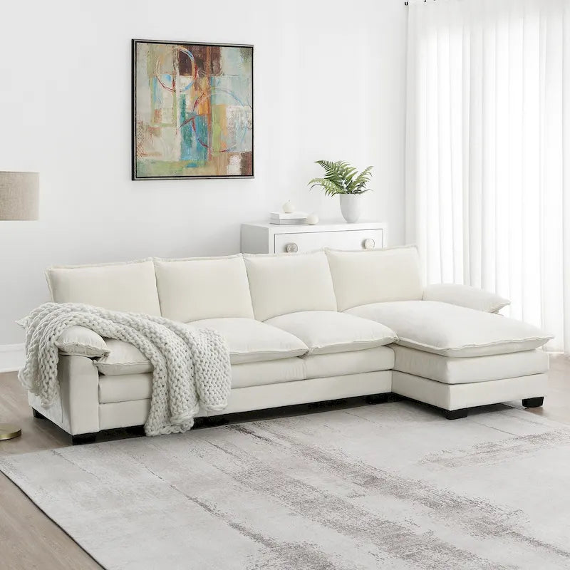 Modernes 5-Sitzer L-förmiges Cloud Sleeper Sofa mit Chaise Lounge und doppelten Sitzkissen