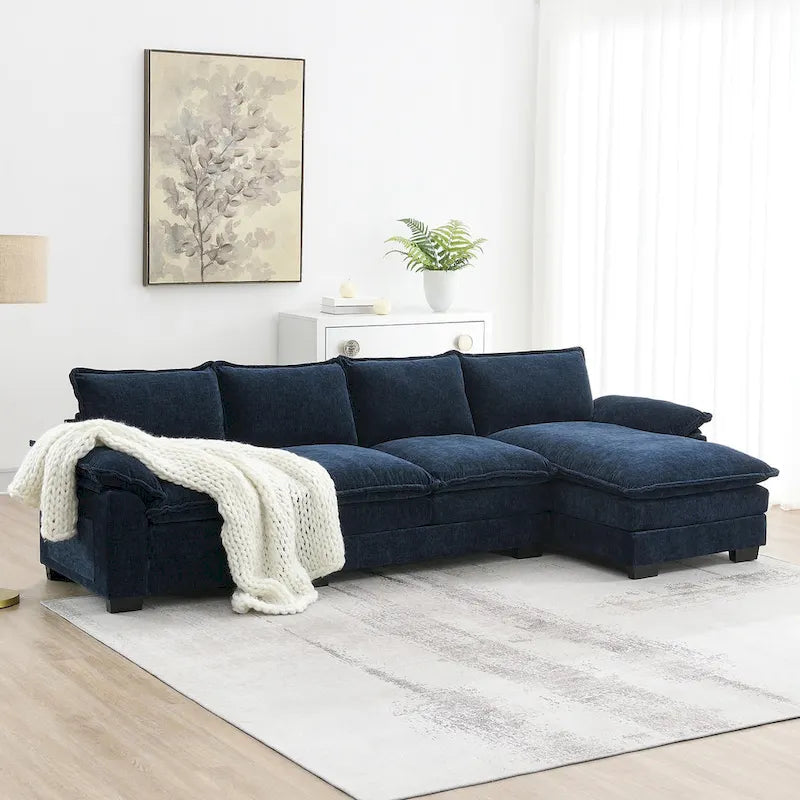 Modernes 5-Sitzer L-förmiges Cloud Sleeper Sofa mit Chaise Lounge und doppelten Sitzkissen