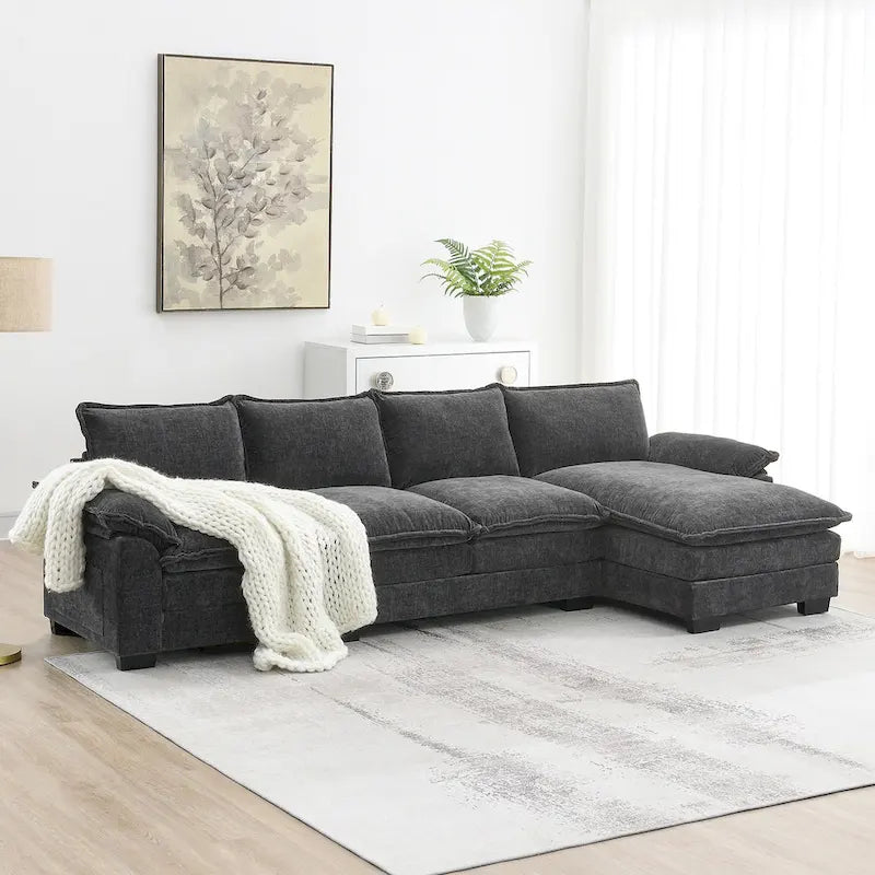 Modernes 5-Sitzer L-förmiges Cloud Sleeper Sofa mit Chaise Lounge und doppelten Sitzkissen
