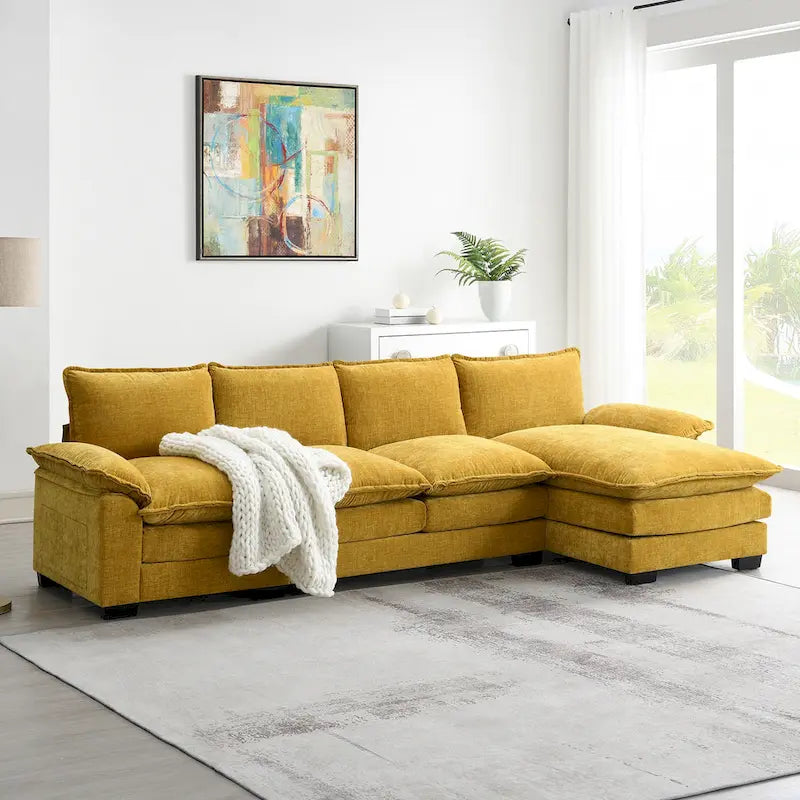 Modernes 5-Sitzer L-förmiges Cloud Sleeper Sofa mit Chaise Lounge und doppelten Sitzkissen