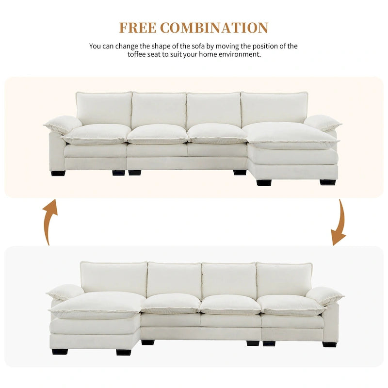 Modernes 5-Sitzer L-förmiges Cloud Sleeper Sofa mit Chaise Lounge und doppelten Sitzkissen