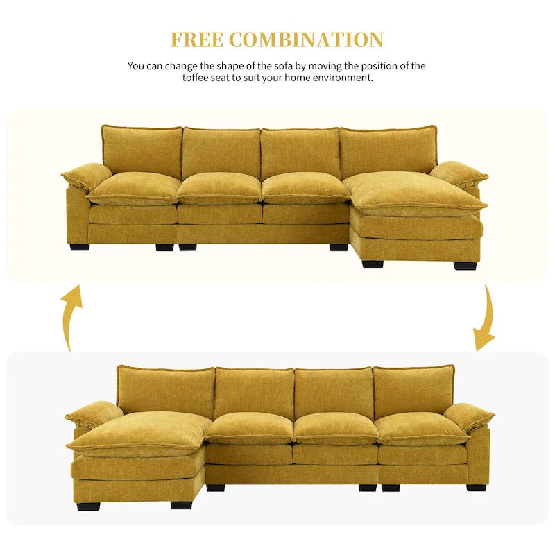Modernes 5-Sitzer L-förmiges Cloud Sleeper Sofa mit Chaise Lounge und doppelten Sitzkissen