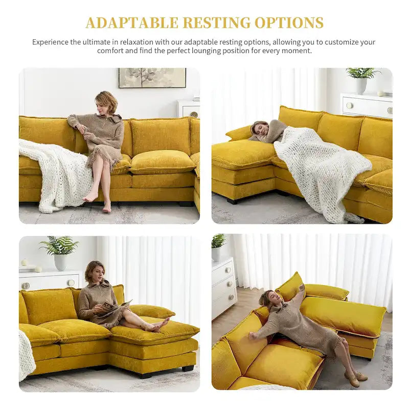 Modernes 5-Sitzer L-förmiges Cloud Sleeper Sofa mit Chaise Lounge und doppelten Sitzkissen