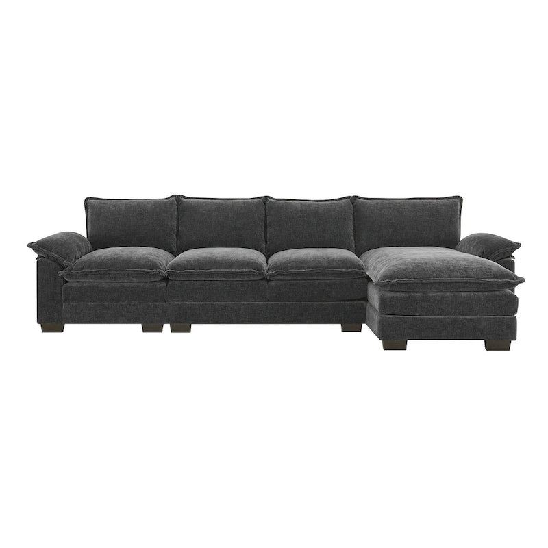 Modernes 5-Sitzer L-förmiges Cloud Sleeper Sofa mit Chaise Lounge und doppelten Sitzkissen