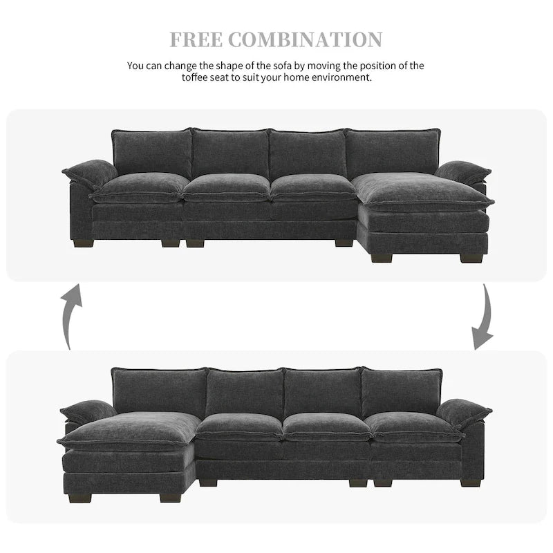 Modernes 5-Sitzer L-förmiges Cloud Sleeper Sofa mit Chaise Lounge und doppelten Sitzkissen