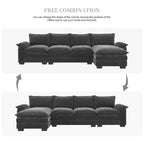 Modernes 5-Sitzer L-förmiges Cloud Sleeper Sofa mit Chaise Lounge und doppelten Sitzkissen