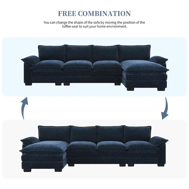 Modernes 5-Sitzer L-förmiges Cloud Sleeper Sofa mit Chaise Lounge und doppelten Sitzkissen