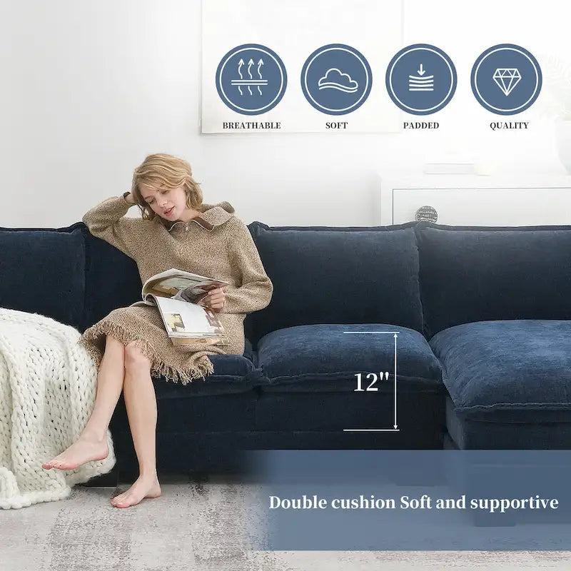 Modernes 5-Sitzer L-förmiges Cloud Sleeper Sofa mit Chaise Lounge und doppelten Sitzkissen