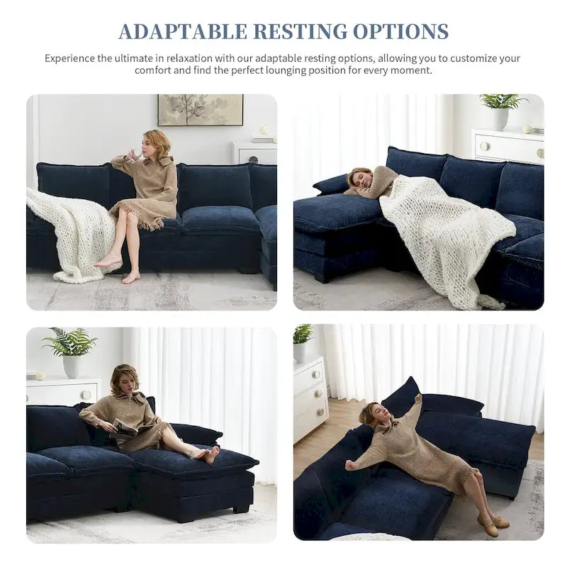 Modernes 5-Sitzer L-förmiges Cloud Sleeper Sofa mit Chaise Lounge und doppelten Sitzkissen
