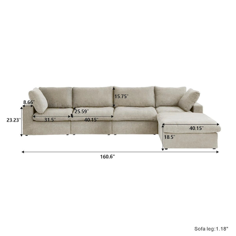 Cloud Modulares Schnittsofa, Daunengefülltes Komfort-Sofa für Wohnzimmer