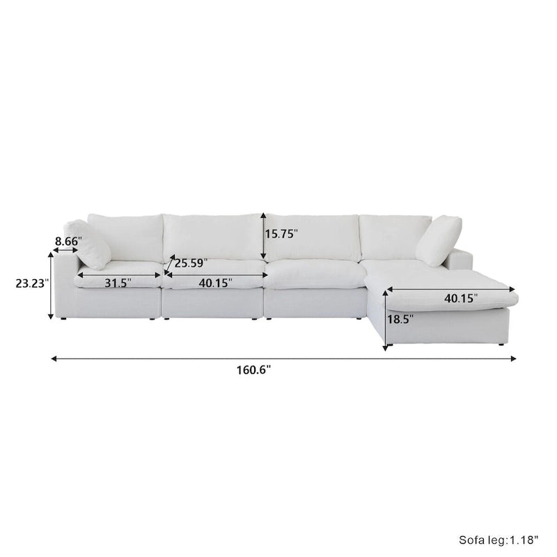 Cloud Modulares Schnittsofa, Daunengefülltes Komfort-Sofa für Wohnzimmer