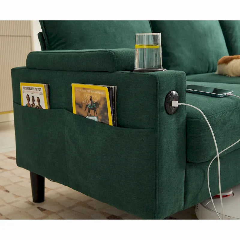 L-förmiges 3-Sitzer-Sofa mit Stauraum-Ottomane