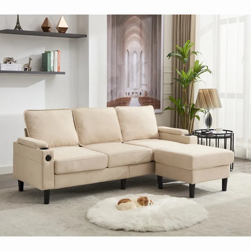 L-förmiges 3-Sitzer-Sofa mit Stauraum-Ottomane