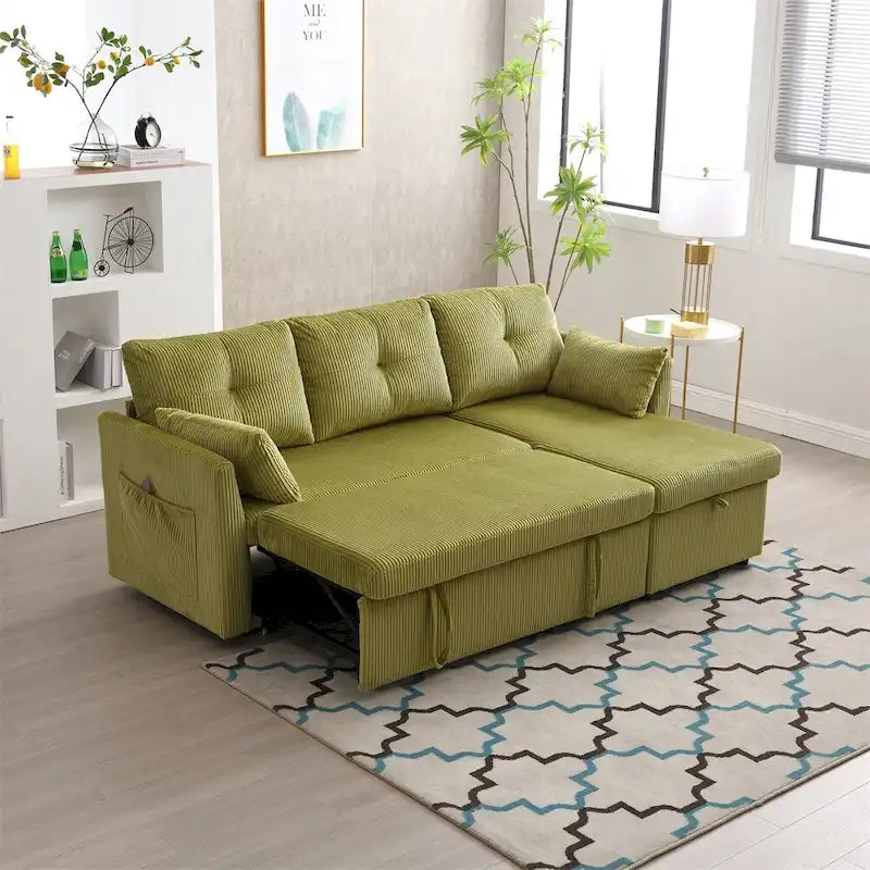 Modulares Ecksofa in L-Form mit umbaubarer Recamiere und Stauraum-Sitz