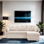 Modulares Ecksofa in L-Form mit umbaubarer Recamiere und Stauraum-Sitz