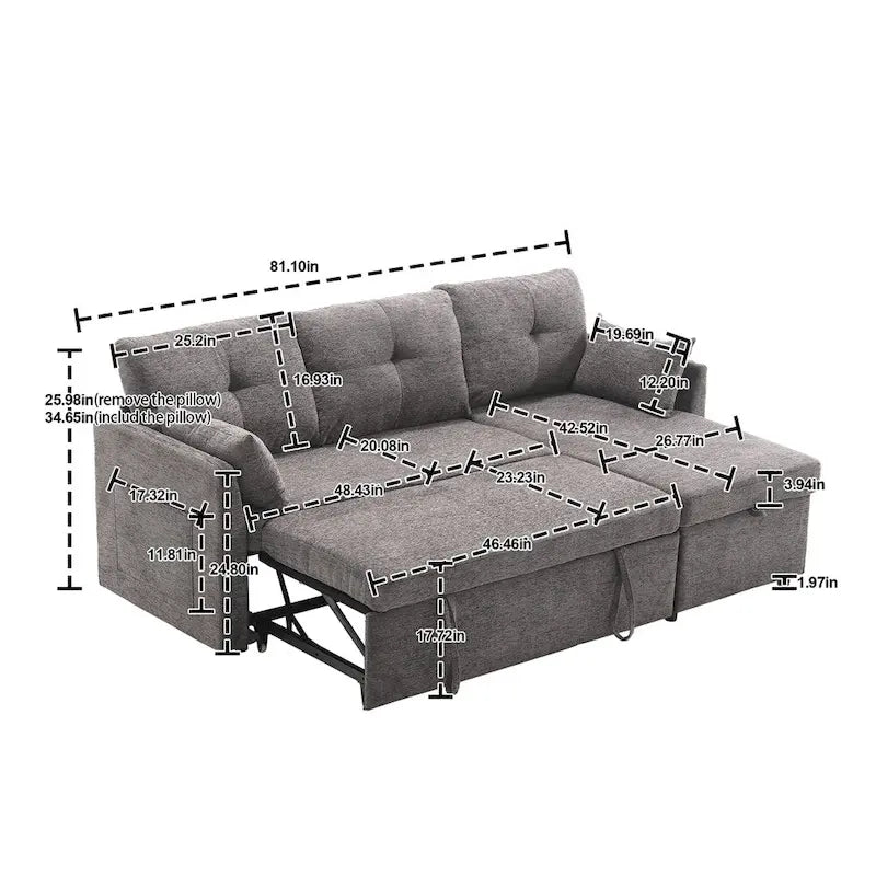 Modulares Ecksofa in L-Form mit umbaubarer Recamiere und Stauraum-Sitz