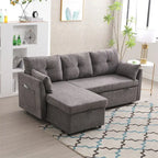 Modulares Ecksofa in L-Form mit umbaubarer Recamiere und Stauraum-Sitz