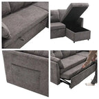 Modulares Ecksofa in L-Form mit umbaubarer Recamiere und Stauraum-Sitz
