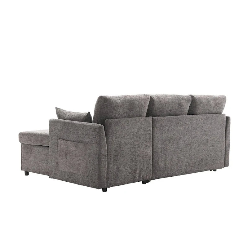 Modulares Ecksofa in L-Form mit umbaubarer Recamiere und Stauraum-Sitz