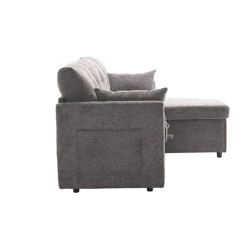 Modulares Ecksofa in L-Form mit umbaubarer Recamiere und Stauraum-Sitz