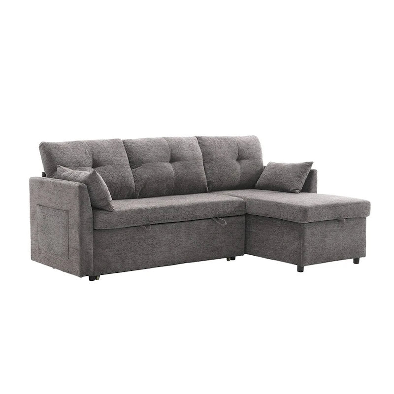 Modulares Ecksofa in L-Form mit umbaubarer Recamiere und Stauraum-Sitz