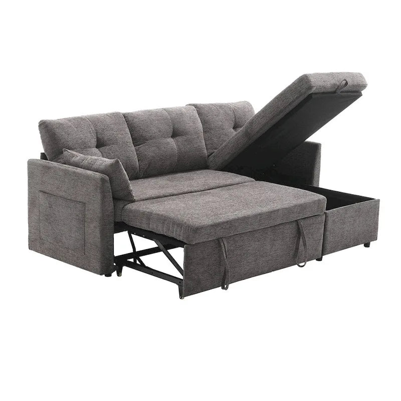 Modulares Ecksofa in L-Form mit umbaubarer Recamiere und Stauraum-Sitz