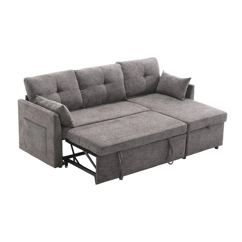 Modulares Ecksofa in L-Form mit umbaubarer Recamiere und Stauraum-Sitz