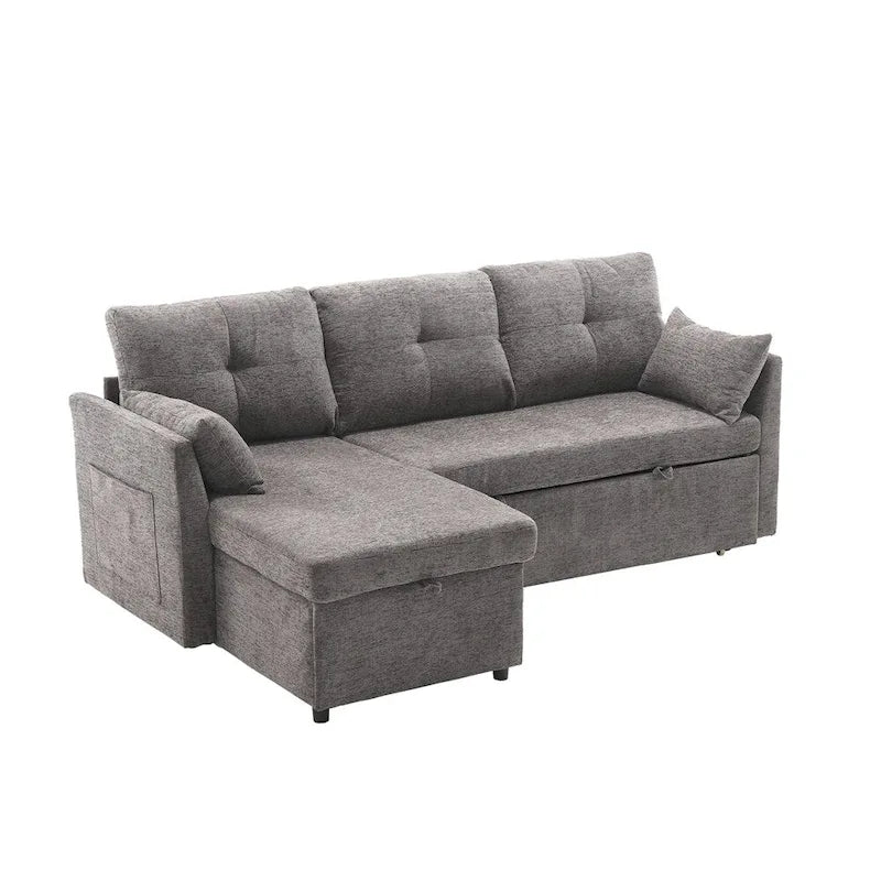 Modulares Ecksofa in L-Form mit umbaubarer Recamiere und Stauraum-Sitz