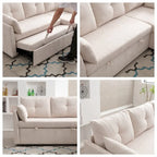 Modulares Ecksofa in L-Form mit umbaubarer Recamiere und Stauraum-Sitz