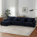 5-Sitzer Modulares Schlafsofa-Set, Wandelbares L-förmiges Sofa für das Wohnzimmer