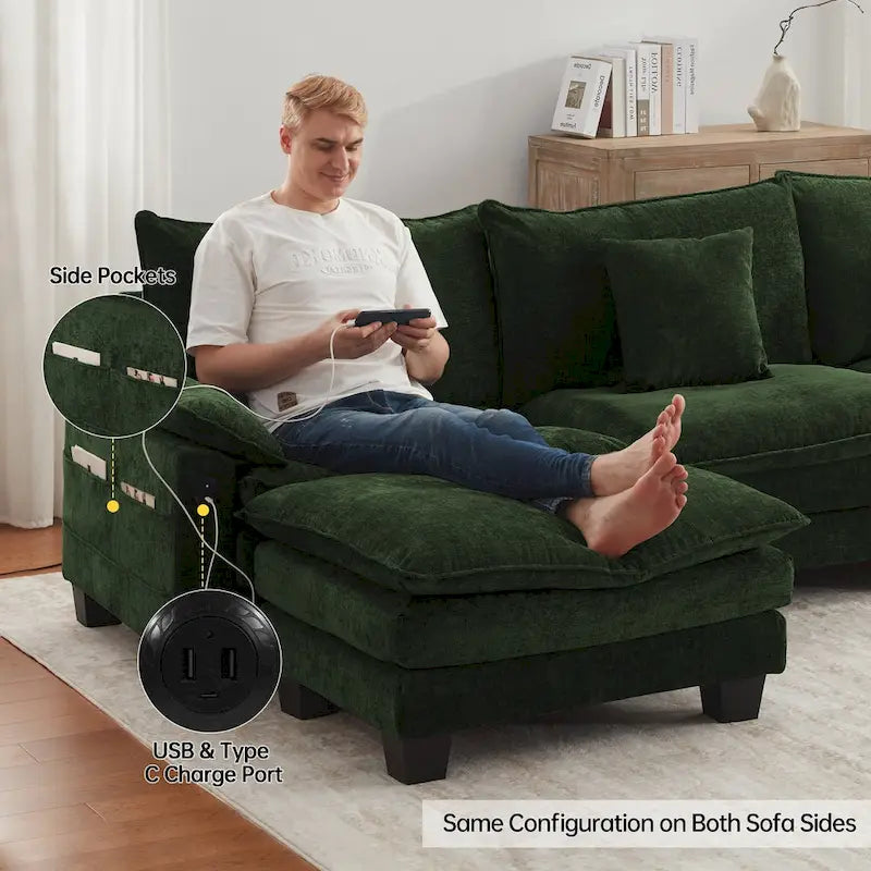 5-Sitzer Modulares Schlafsofa-Set, Wandelbares L-förmiges Sofa für das Wohnzimmer