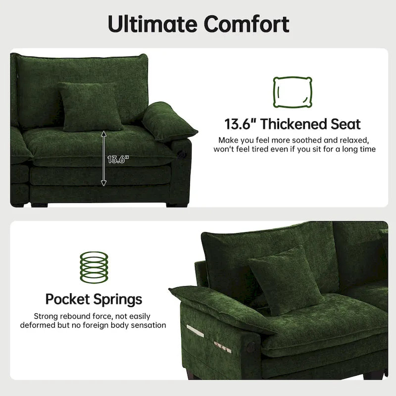 5-Sitzer Modulares Schlafsofa-Set, Wandelbares L-förmiges Sofa für das Wohnzimmer