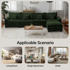 5-Sitzer Modulares Schlafsofa-Set, Wandelbares L-förmiges Sofa für das Wohnzimmer