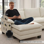 5-Sitzer Modulares Schlafsofa-Set, Wandelbares L-förmiges Sofa für das Wohnzimmer