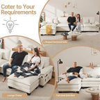 5-Sitzer Modulares Schlafsofa-Set, Wandelbares L-förmiges Sofa für das Wohnzimmer