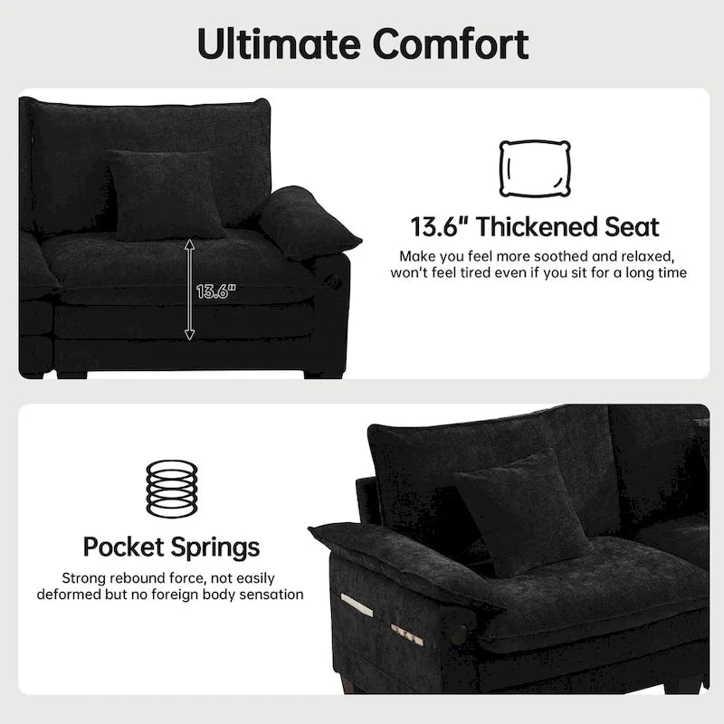 5-Sitzer Modulares Schlafsofa-Set, Wandelbares L-förmiges Sofa für das Wohnzimmer