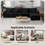 5-Sitzer Modulares Schlafsofa-Set, Wandelbares L-förmiges Sofa für das Wohnzimmer