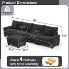 5-Sitzer Modulares Schlafsofa-Set, Wandelbares L-förmiges Sofa für das Wohnzimmer