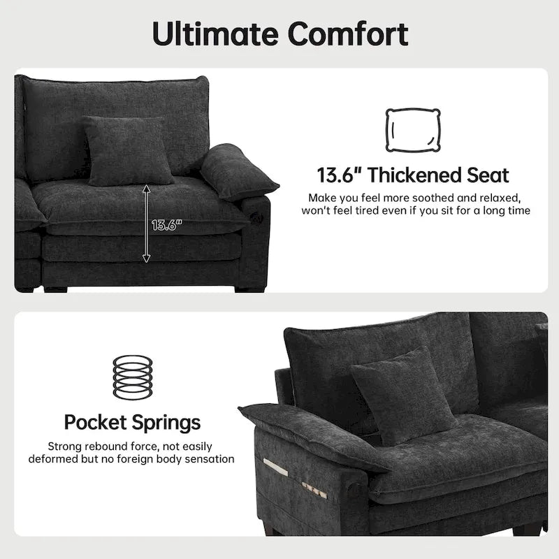 5-Sitzer Modulares Schlafsofa-Set, Wandelbares L-förmiges Sofa für das Wohnzimmer