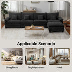 5-Sitzer Modulares Schlafsofa-Set, Wandelbares L-förmiges Sofa für das Wohnzimmer