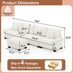 5-Sitzer Modulares Schlafsofa-Set, Wandelbares L-förmiges Sofa für das Wohnzimmer