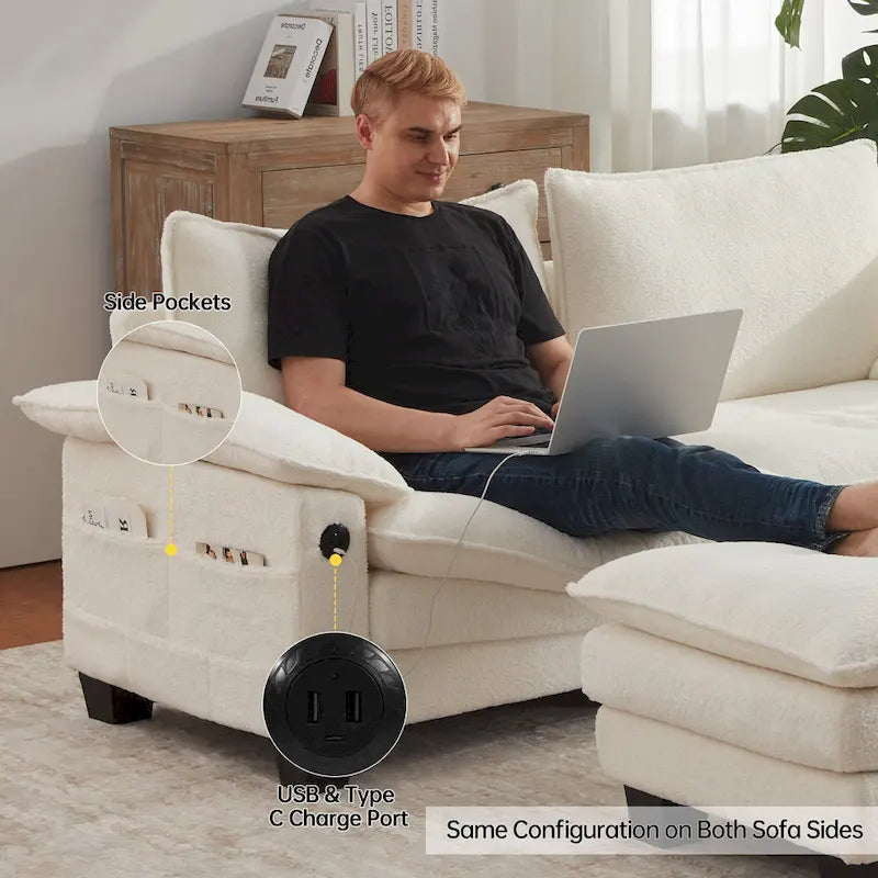 5-Sitzer Modulares Schlafsofa-Set, Wandelbares L-förmiges Sofa für das Wohnzimmer