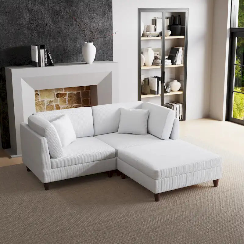 Modulares Cord-Sofa-Set mit Ottoman
