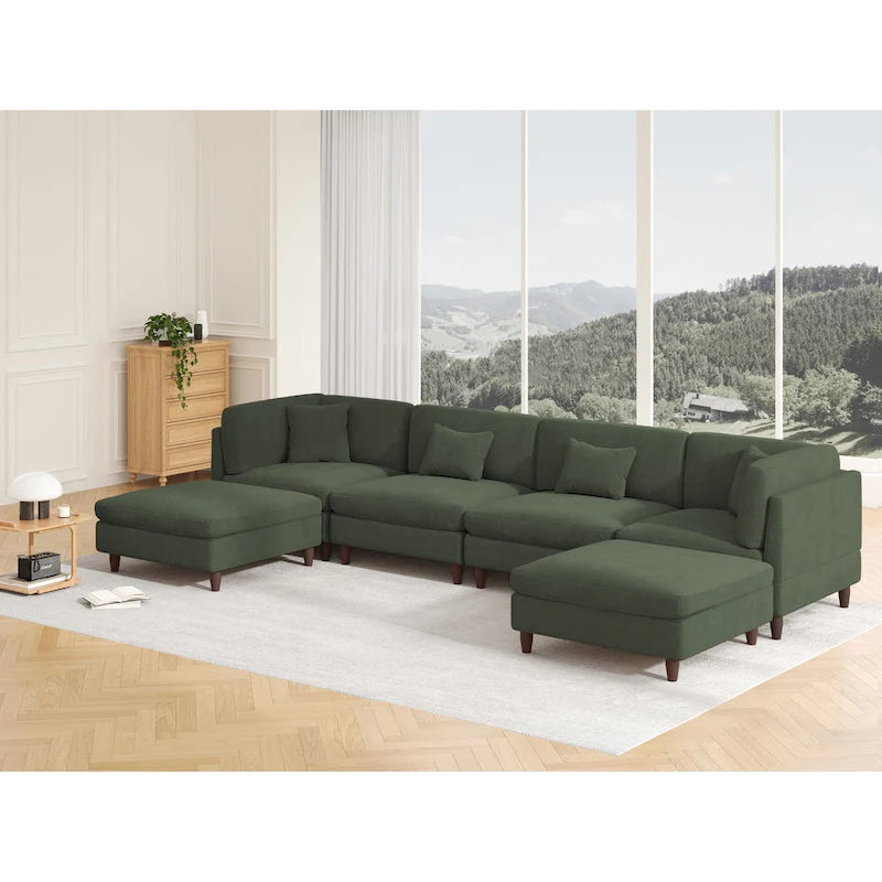 Modulares Cord-Sofa-Set mit Ottoman