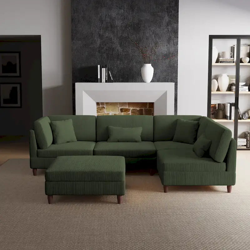 Modulares Cord-Sofa-Set mit Ottoman