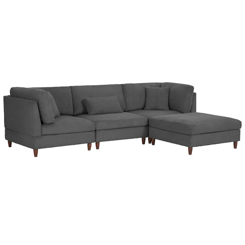 Modulares Cord-Sofa-Set mit Ottoman