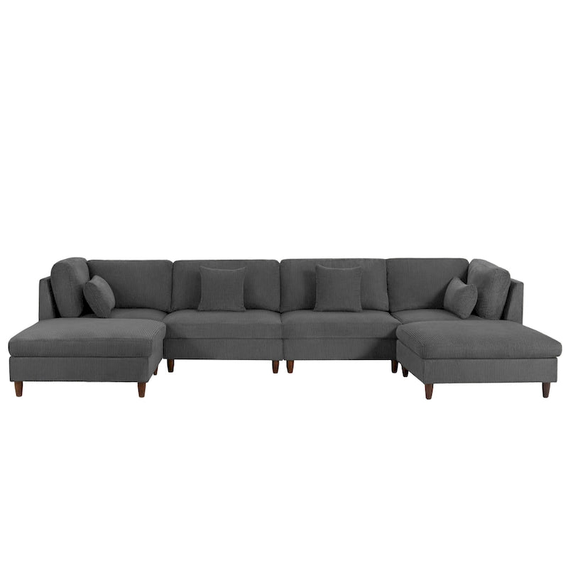 Modulares Cord-Sofa-Set mit Ottoman